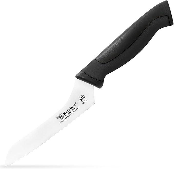 6-Inch Offset Serrated Bread Knife, Premium High Carbon Stainless Steel Blade Knife for Bread with Ergonomic Handle, NSF Certified, DT-31 Series, Black