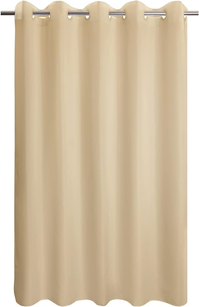 Fabric Shower Curtain No Hooks & Liner Needed - Soft Waterproof Hotel Cloth Shower Curtain Washable with Hooks Built-in, Beige, 71x74 Standard Size