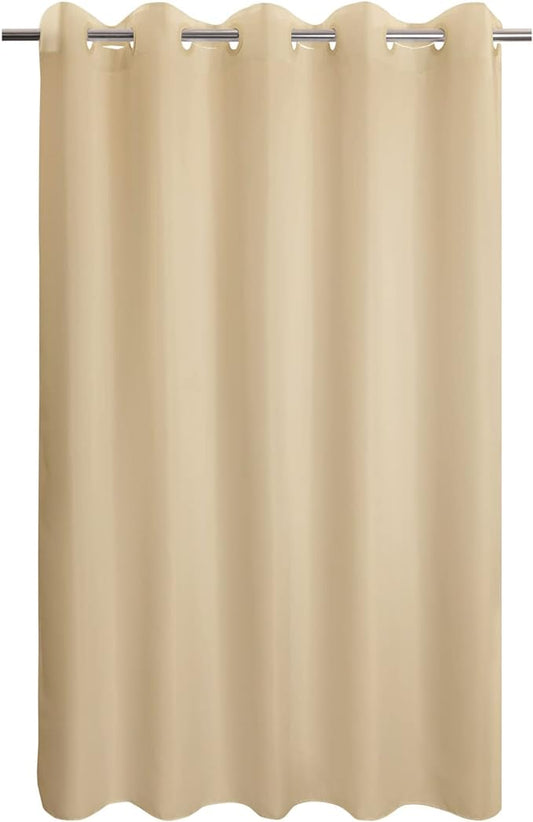 Fabric Shower Curtain No Hooks & Liner Needed - Soft Waterproof Hotel Cloth Shower Curtain Washable with Hooks Built-in, Beige, 71x74 Standard Size