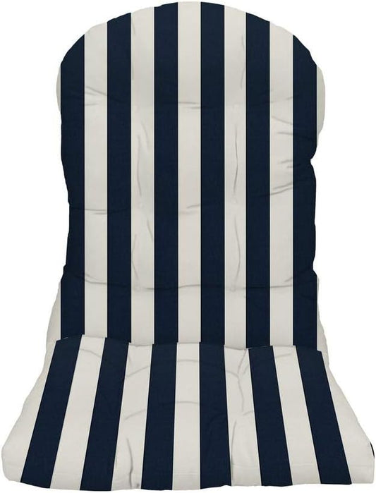 RSH DECOR: Tufted Adirondack Chair Cushion | 42.5” x 21” | All-Weather Spun Fabric | Water and Fade-Resistant | Outdoor Cushion for Patio Furniture | Navy & White Stripe