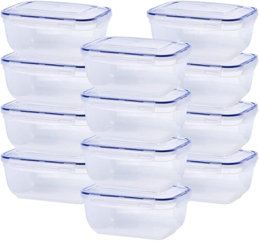 Superio Plastic Food Storage Containers with airtight Lid for Pantry, Fridge- BPA Free, Leakproof Sealed Container- Microwave, Dishwasher and Freezer Safe, Clear (17 Cup- 12 Pack)