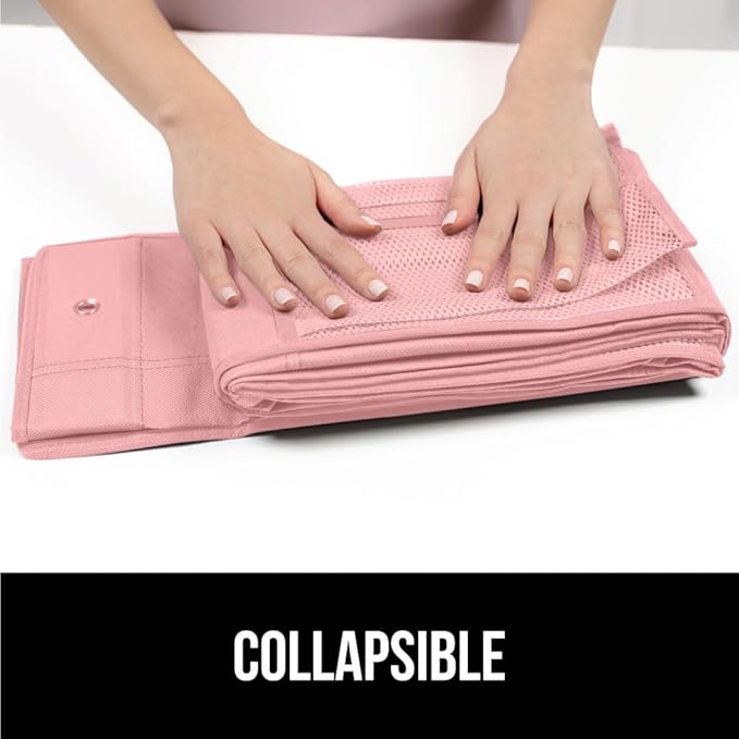 GORILLA GRIP Over the Door Shoe Organizer, 24 Large Breathable Mesh Pockets, Space Saving Hanging Storage Holder, Closet Rack Hanger Holds Up to 40 lbs, Hangs on Closets for Shoes, Accessories, Pink