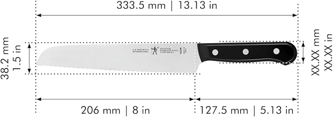 HENCKELS Solution Razor-Sharp 8-inch Bread Knife, Cake Knife, German Engineered Informed by 100+ Years of Mastery, Black/Stainless Steel