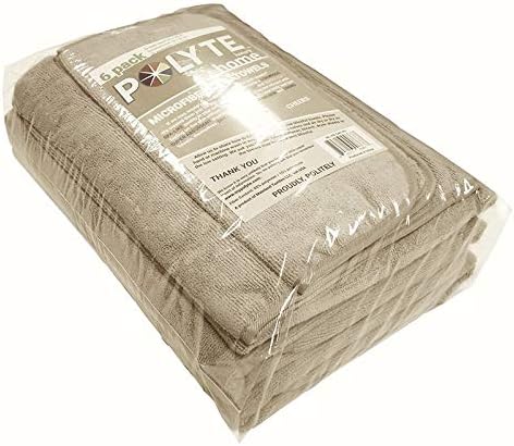 POLYTE Oversize, 60 x 30 in., Quick Dry Lint Free Microfiber Bath Towel Set, 6 Piece (Beige)