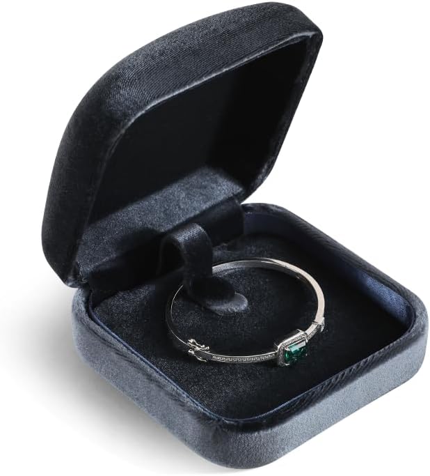 Resilient Velvet Ring Earrings Bracelet Necklace Display Box, Travel Mini Jewelry Organizer Case (Gray, Bracelet Box)