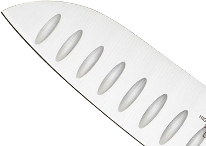 Mercer Culinary Millennia Colors 7-Inch Granton Edge Santoku Knife, Blue