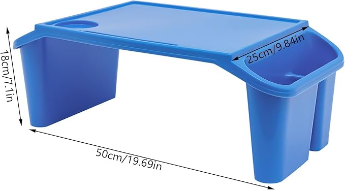 Kids Lap Desk Tray Set of 6, Portable Activity Table, Stackable Plastic Tray for Drawing, Writing, Eating, Classroom, 19.69" L x 9.84" W x 7.09" H, Blue
