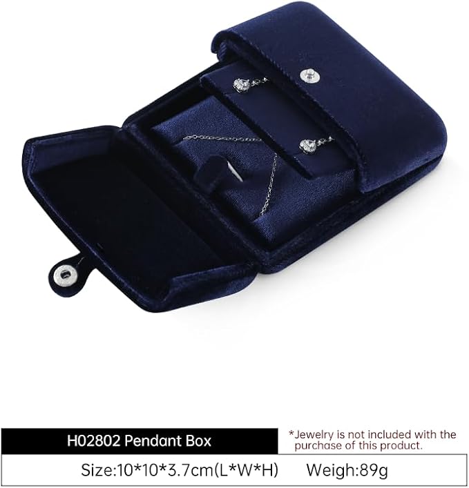 Necklace Jewelry Box，Velvet Earring Gift boxes Display，Valentine Necklaces Holder for Women，Men Earrings Storage Cases (Blue)