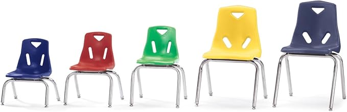 Jonti-Craft Berries 8140JC1112 Stacking Chair with Chrome-Plated Legs, 10" Height, Navy