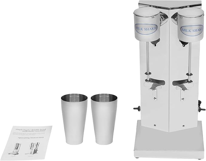 Milkshake Maker, Commercial Milk Shake Machine, Commercial Stainless Steel Milk Shaking Machine With Double Head Drink Mixer, With 2Pcs 65ml Cups
