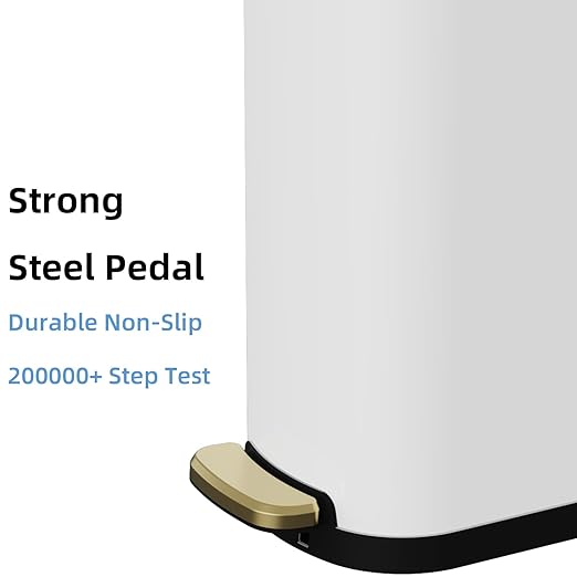 2.6 Gallon Slim Bathroom Trash Can with Soft Close Lid, 10L Stainless Steel Garbage Can with Removable Liner Bucket, for Narrow Spaces, Bathroom, Bedroom (White)