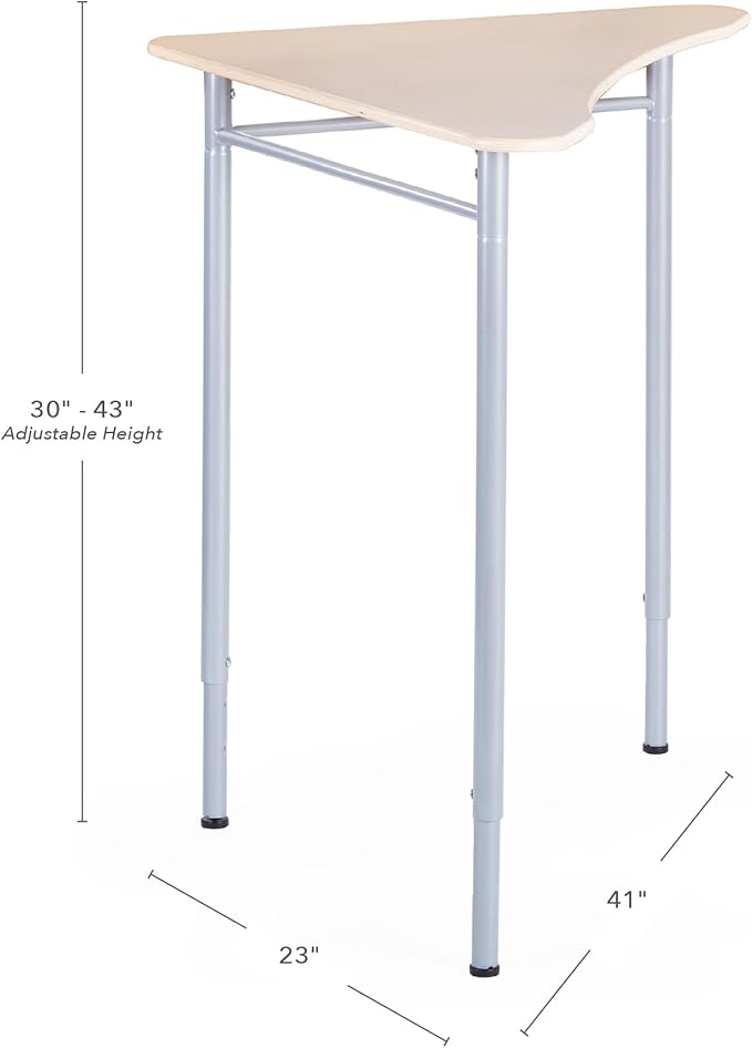 Guidecraft Adjustable Standing Desk - Triangle: Wooden Study Desk for Kids & Adults, Height Adjustable Table with Sturdy Metal Legs, Compact Kids Table for Home, Classroom, Office and Small Spaces