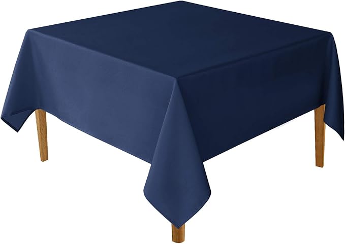 Hiasan Square Tablecloth - Waterproof Washable Polyester Table Cloth for Dining Room Kitchen Party Camping, Navy Blue, 54 x 54 Inch