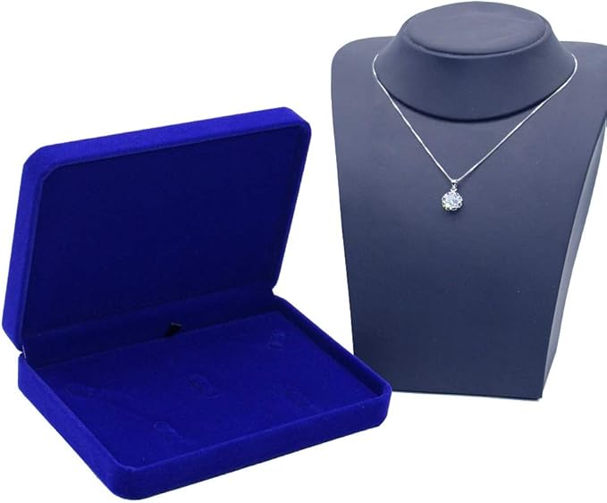 Wedding Jewelry Sets Velvet Box Necklace Earring Ring Display Case Storage Holder (Blue)