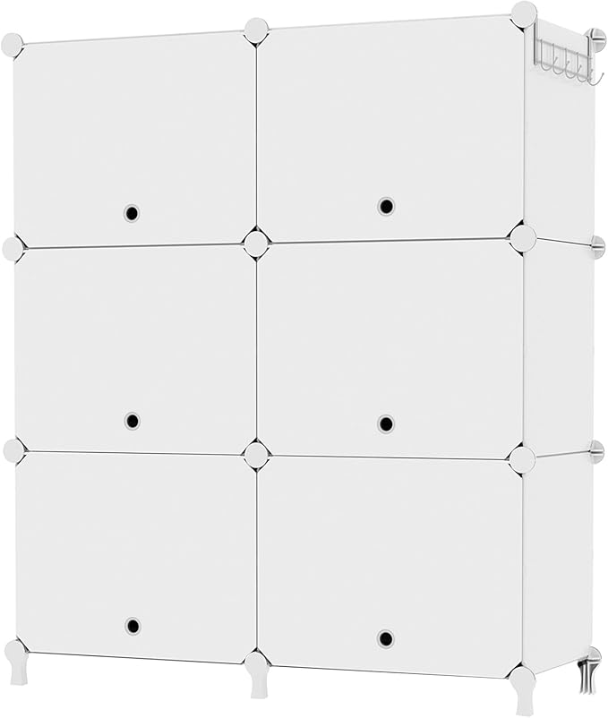 AWTATOS Shoe Rack, 6 Tier Shoe Storage Cabinet with Door, 32 Pair Shoe Organizer Shelves for Closet Hallway Bedroom Entryway, White