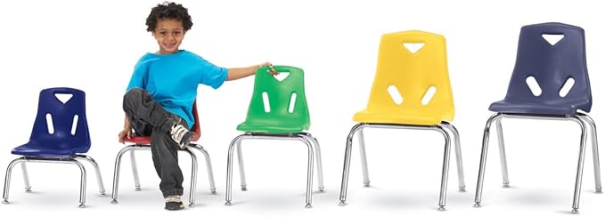 Berries Jonti-Craft 8144JC1112 Stacking Chair with Chrome-Plated Legs, 14" Height, Navy