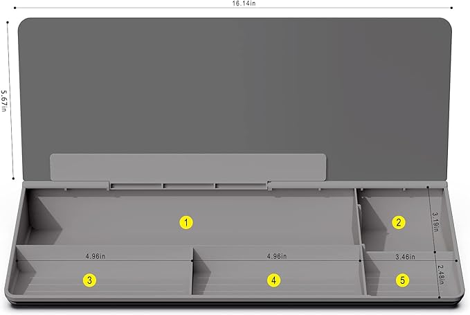 TOWON Small Tilted Desktop Glass Whiteboard, Notepad Computer Keyboard Stand with Dry Erase Board Surface, Desk Organizers with Accessories for Office, Home, School Supplies, Gray, 17 x 6 Inches