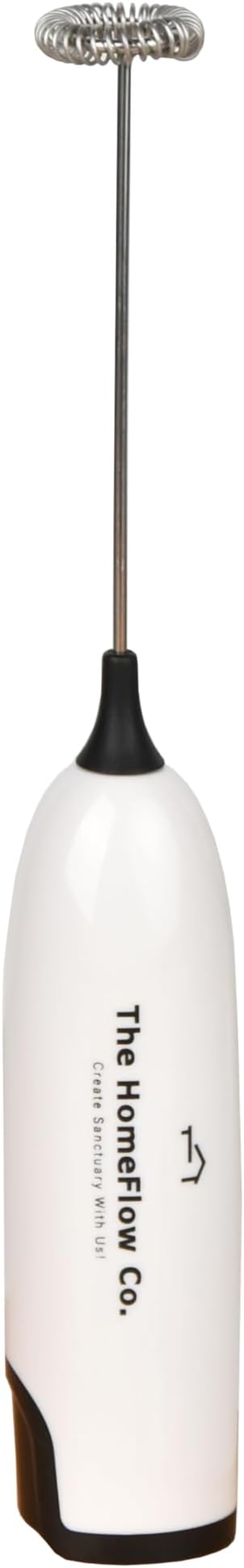 THC Handheld Milk Frother, Quick Electric Foam Maker for Coffee, Latte, Cappuccino, Matcha, Hot Chocolate, Portable Whisk Mixer Battery Operated (White & Black)