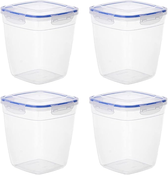 Superio Plastic Food Storage Containers with airtight Lid for Pantry, Fridge- BPA Free, Leakproof Sealed Container- Microwave, Dishwasher and Freezer Safe, Clear (20 Cup- 4 Pack)