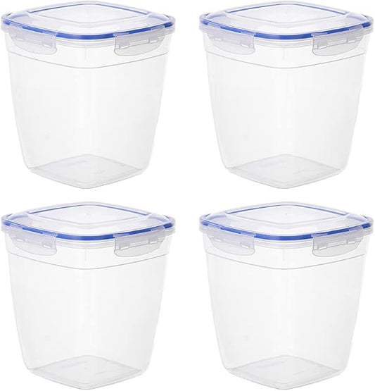 Superio Plastic Food Storage Containers with airtight Lid for Pantry, Fridge- BPA Free, Leakproof Sealed Container- Microwave, Dishwasher and Freezer Safe, Clear (20 Cup- 4 Pack)