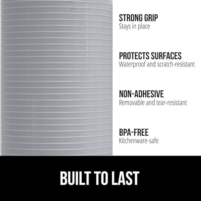 GORILLA GRIP DuraGuard Shelf Liner, 20x20 Non-Adhesive Cabinet Liners for Kitchen Drawers, Shelves, Refrigerator, Pantry Storage, Bathroom Closet, Durable Waterproof BPA Free Ribbed Plastic, Lt Gray