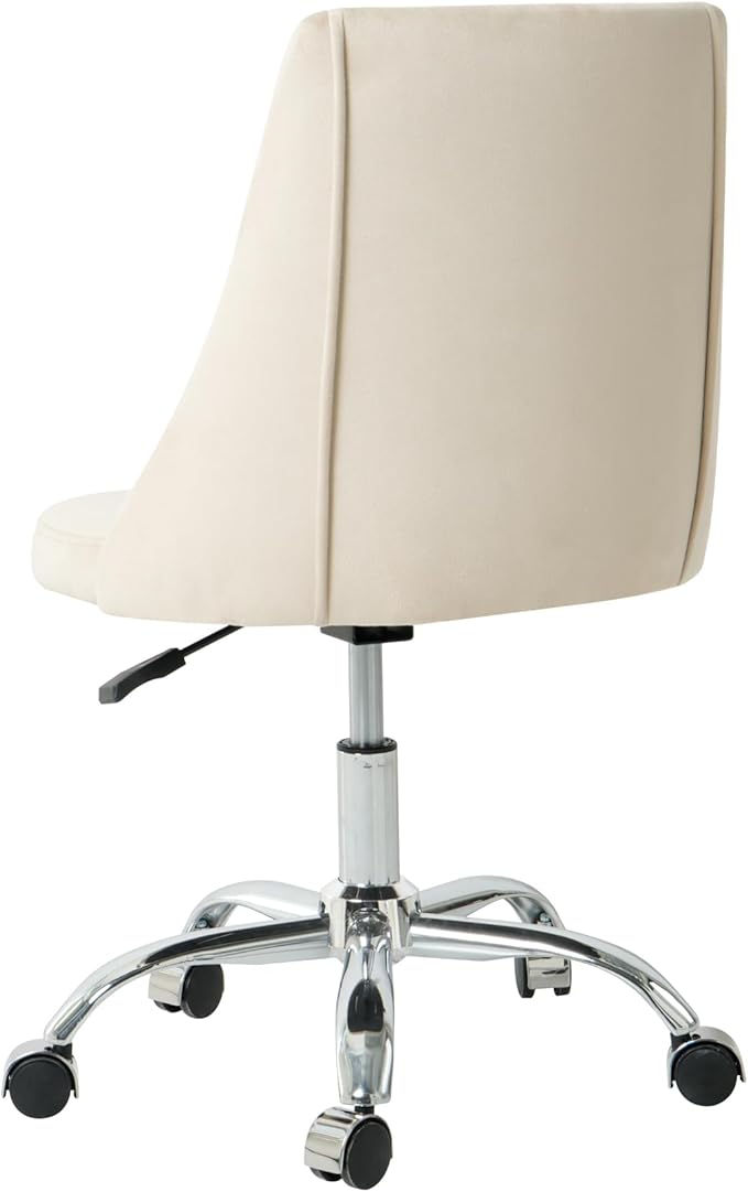 Furnimart 360° Swivel Rolling Desk Chair, Height Adjustable Vanity Chair with Silver Legs, Cute Task Chair with Wheels for Dorm Bedroom Studying Small Places (Velvet White)