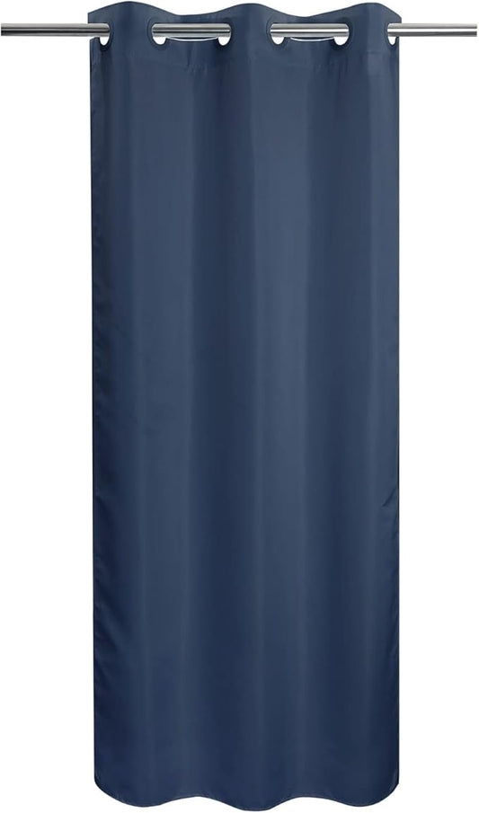 River Dream Stall Size No Hook Navy Blue Shower Curtain Soft Microfiber - 36" Wide Small Fabric Shower Curtain Set for Narrow Stall, Waterproof & Washable, Bottom Magnets, Navy Blue, 36x74