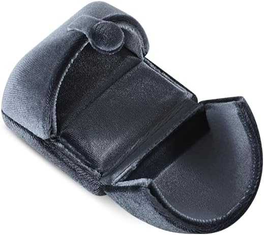 Velvet Ring Box，Engagement Jewelry Gift Boxes Holder for Women,Ceremony Rings Display for Proposal,Wedding Day Case (Grey)