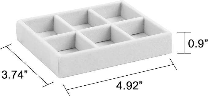 Frebeauty Small Jewelry Tray Set,Stackable Velvet Jewelry Organizer Tray,Mini Jewelry Drawer Organizer,Drawer Inserts,4.92 x 3.74 x 0.9 Inches,Earring Organizer for Women(Set 9,White)