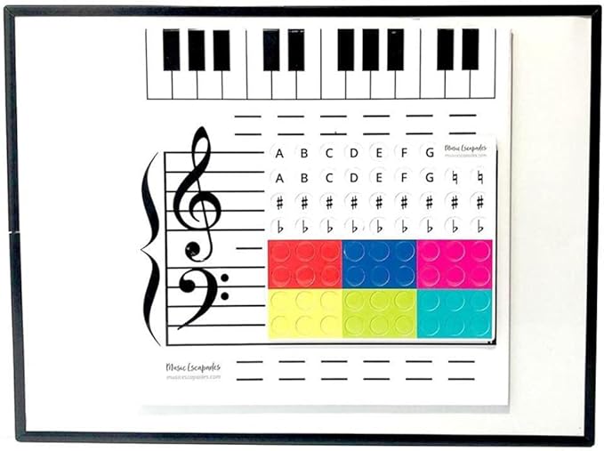 Dry Erase Music Staff White Boards, Magnetic Dry Erase Board Note Reading Borad for Music Lessons Piano Teaching Music Gift, Double Sided Music Staff Whiteboard for Kids Students