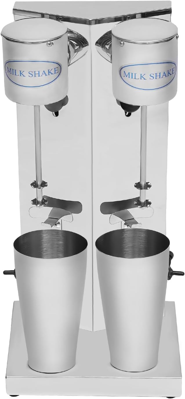 Milkshake Maker, Commercial Milk Shake Machine, Commercial Stainless Steel Milk Shaking Machine With Double Head Drink Mixer, With 2Pcs 65ml Cups