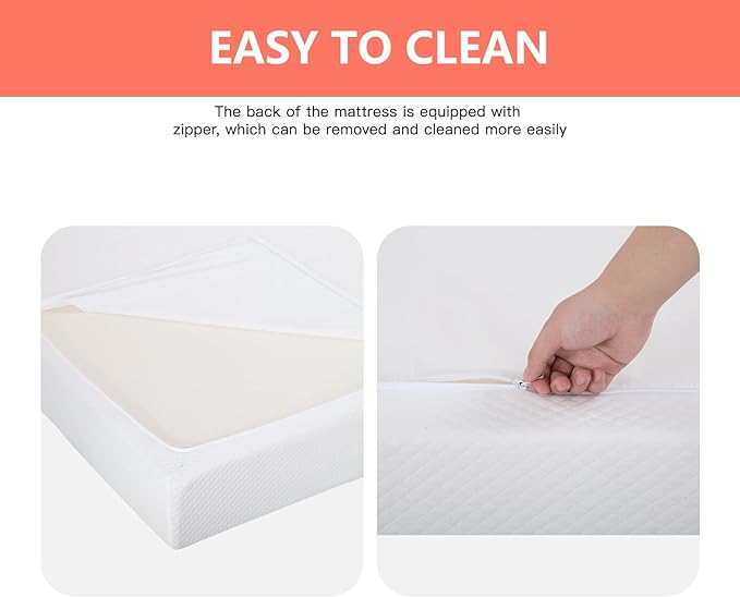 FDW | 5 Inch Twin Mattress | Medium Firm | Gel Memory Foam Mattress | White | Bed in a Box, CertiPUR-US Certified | Pressure Relief, Cooling Ventilated Foam | Washable Removable Cover