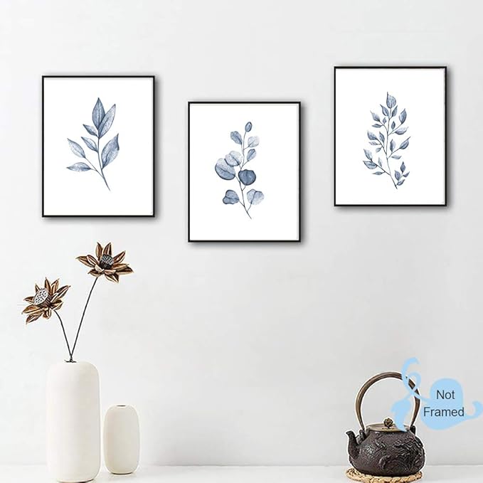 XUOIAYNB Watercolor Minimalist Leaves Wall Art Print- Living Room or Bedroom Decor, Modern Botanical Plant Canvas Print (Set of 6), Unframed, 8X10 inch 2