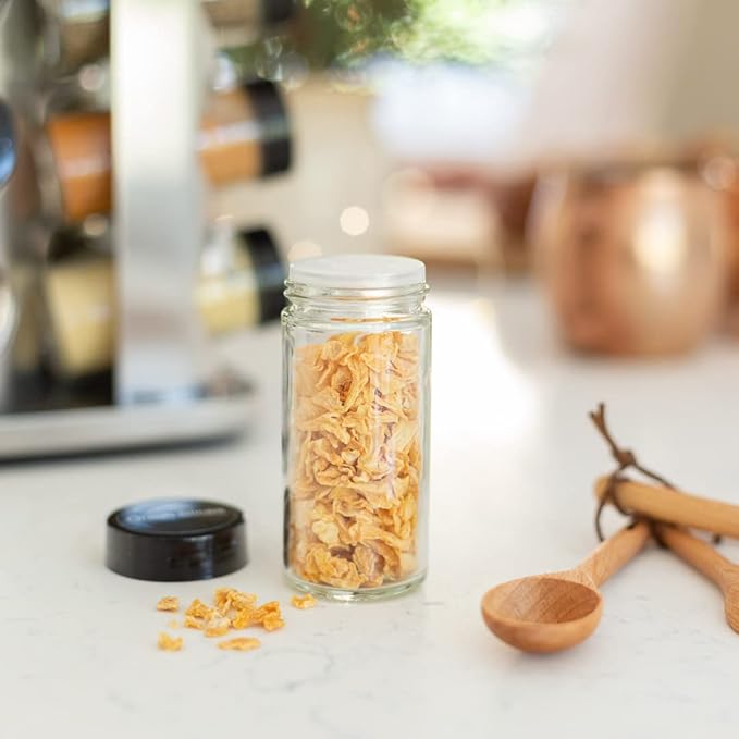 Orii 20 Jar Spice Rack with Spices Included - Revolving Tower Organizer for Kitchen Spices and Seasonings, (Stainless Steel)