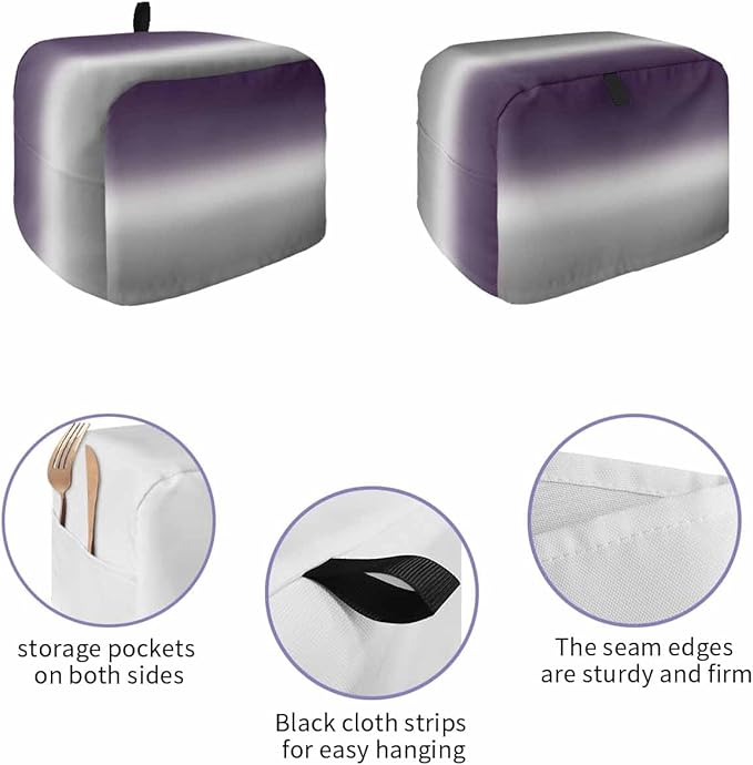 Toaster Cover 2 Slice Purple Grey Ombre Toaster Oven Cover with Pockets Gradient Gradual Color Dustproof Bakeware Protector Small Kitchen Appliance Dust Covers and Fingerprint Protection for Women