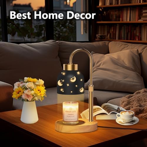 Candle Warmer Lamp with 2 Bulbs, with Dimmer Adjustable Height,Mothers Day Gifts,Vintage Home Decor,2/4/8H Timer