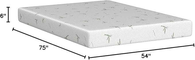 IULULU Full Size Mattress for Kids, 6 Inch Full Mattress in a Box with Breathable Bamboo Cover, Green Tea Memory Foam Mattress Made in USA for Bunk Bed, Trundle Bed, Medium Firm, US Certified, White
