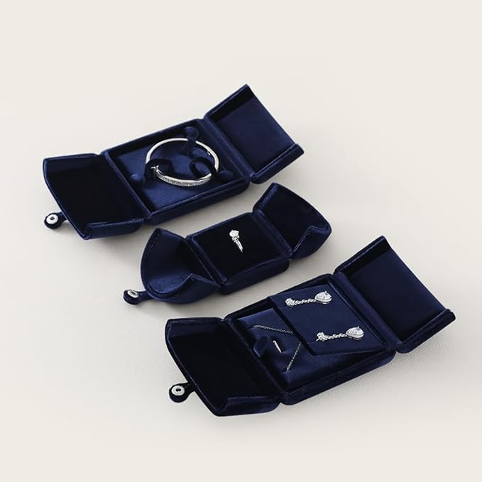 Necklace Jewelry Box，Velvet Earring Gift boxes Display，Valentine Necklaces Holder for Women，Men Earrings Storage Cases (Blue)