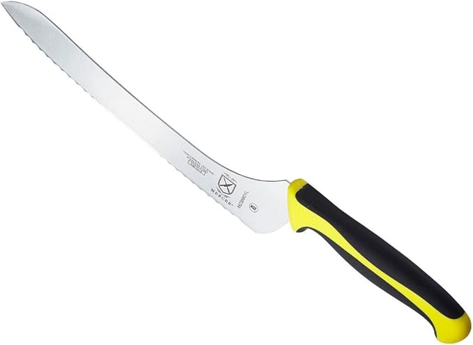 Mercer Culinary Millennia Color Handle Cutlery 9" Offset Bread Knife (Wavy Edge) Yellow
