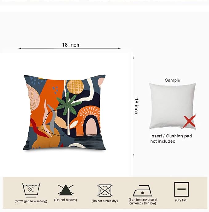 Jartinle Abstract Mid Century Modern Throw Pillow Covers 18x18 Colorful Boho Orange Aesthetic Floral Geometric Pillow Covers for Couch Outdoor Decor Set of 4