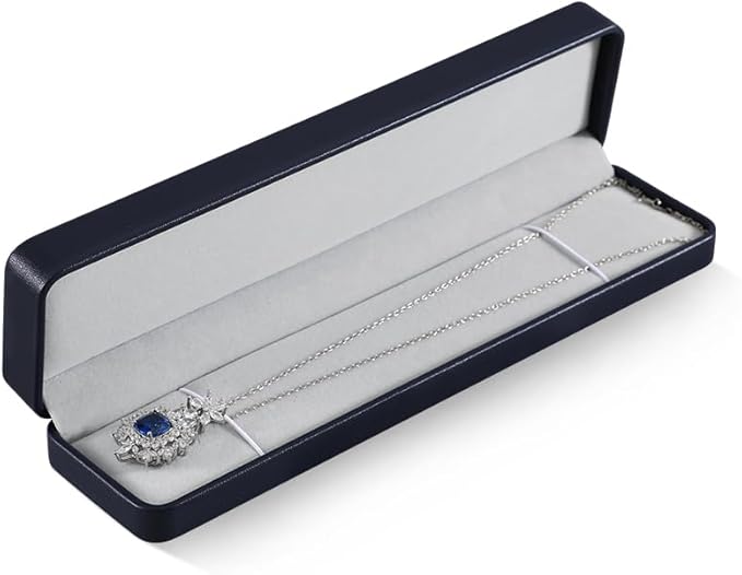 Bracelet Box, Leather Necklace Gift Box,Premium Small Jewelry Box,Luxury Gift Box For Chains (Blue)