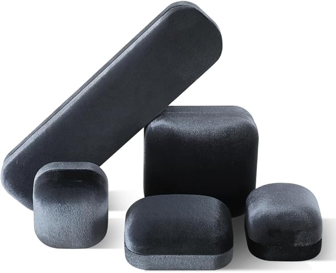 Resilient Velvet Ring Earrings Bracelet Necklace Display Box, Travel Mini Jewelry Organizer Case (Gray, Bracelet Box)