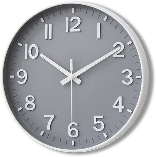 HZDHCLH Grey Wall Clock 12 Inch Silent Non Ticking Clock for Living Room Bedroom Kitchen Office Decor