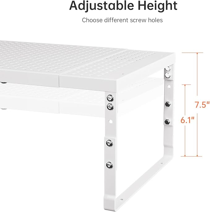 Cabinet Shelf,Expandable Adjustable Stackable Kitchen Organizer,for cabinets, Kitchens, countertops, bathrooms Shelf Organizer(3Packs/White,Medium)
