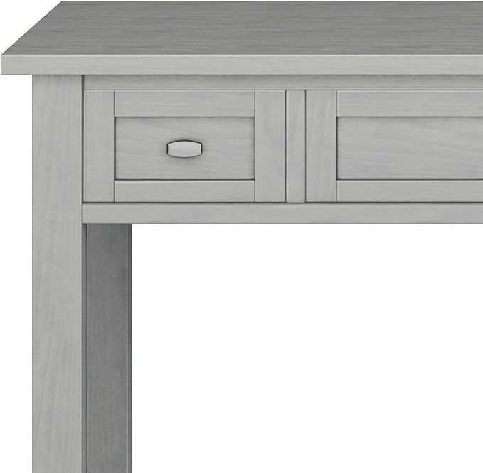 SIMPLIHOME Warm Shaker Desk - 48-Inch Wide Solid Wood Writing Desk in Fog Grey, Transitional Home Office Computer Table for Workspace or Study with Flip-Down Keyboard Tray and 2 Drawers