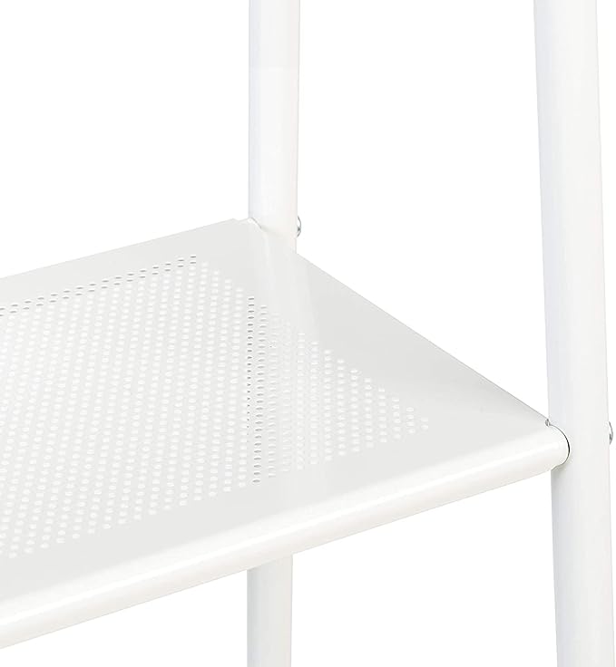 IRIS USA Clothes Rack, 4 Metal Shelves, Freestanding Clothing Stand For Hanging Clothes, Coat, Deco Plants, Easy Assemble, Metal Sturdy Garment Bar, Closet Wardrobe Small Space Storage, White