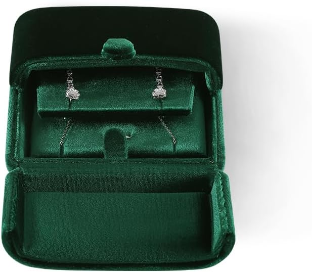 Necklace Jewelry Box，Velvet Earring Gift boxes Display，Valentine Necklaces Holder for Women，Men Earrings Storage Cases (Green)