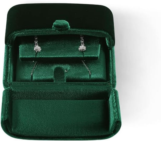 Necklace Jewelry Box，Velvet Earring Gift boxes Display，Valentine Necklaces Holder for Women，Men Earrings Storage Cases (Green)