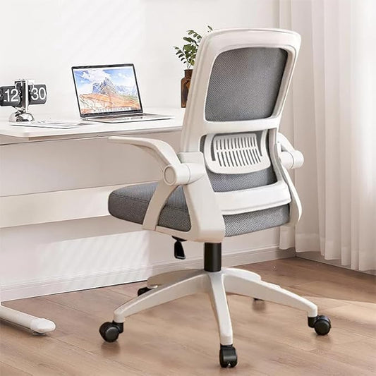 Office Chair, Ergonomic Desk Breathable Mesh Swivel Chair with Flip-Up Arms and Lumbar Support Computer for Home Office