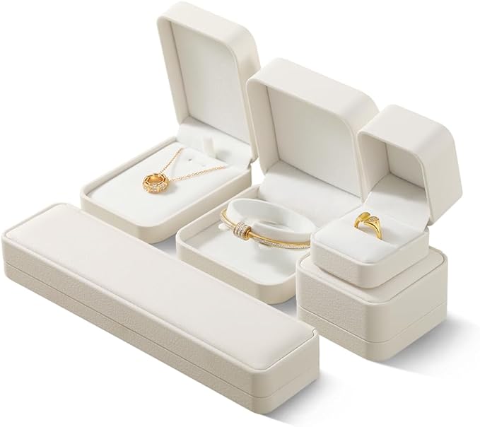 Bracelet Box, Leather Gift Box For Women,Premium Jewelry Boxes,Luxury Bangle Box (White)